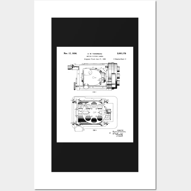 Film Camera Patent - Movie Lover Cinema Student Art - White Wall Art by patentpress